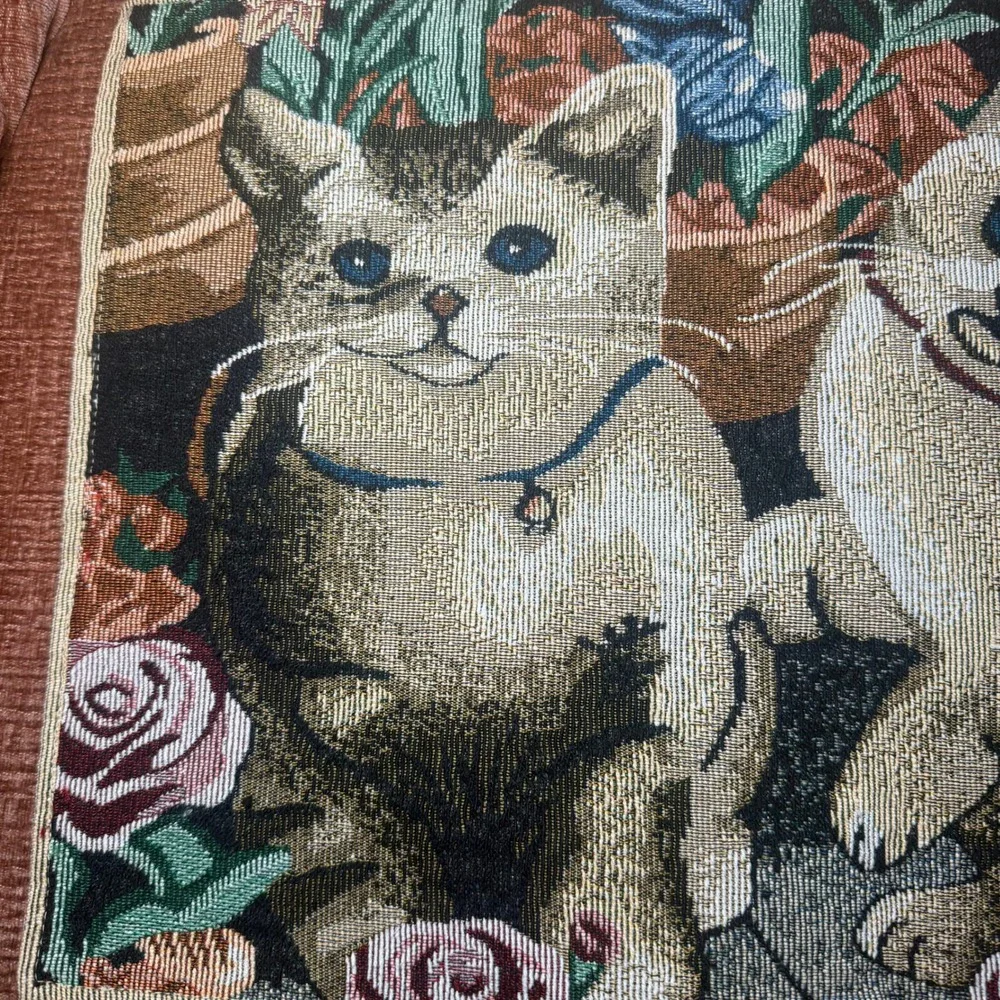Vintage‎ Hearth & Home Tapestry Placemats Kittens Roses Set of 2 Nidico